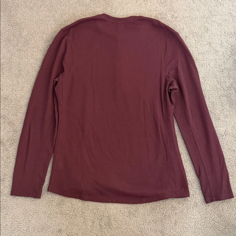 Men's Burgundy Long Sleeve Henley Shirt